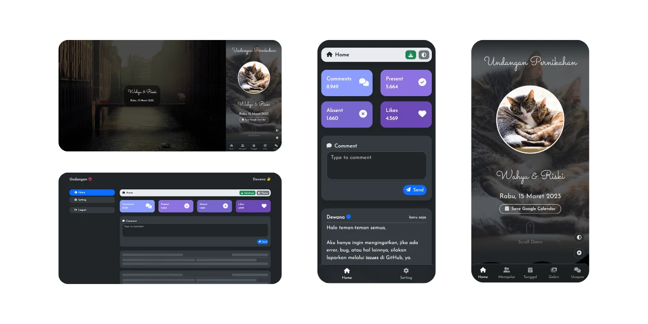 Tampilan undangan online di desktop dan ponsel